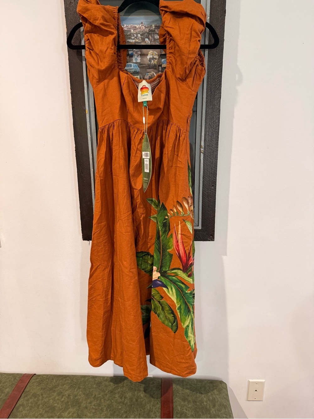 FARM Rio Rust Floral Square-Neck Midi Dress - Picture 5 of 9